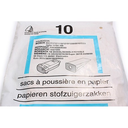 Sacs pour aspirateur Bosch Hotpoint Nogamatic Rowenta Siemens